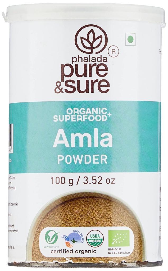 Pure & Sure Organic Amla Powder Building 124; Herbal Superfood Suplementy do 124; Immunitet Booster, Organic Fiber Supplement, Nie GMO, Brak konserwujące 124; 100gm