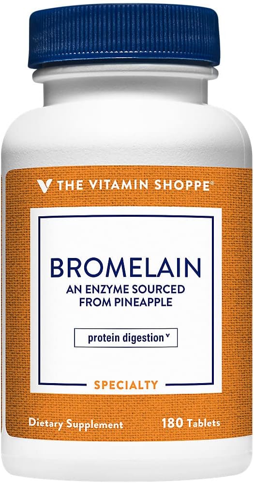 The Vitamin Shoppe Bromelain 500MG & 2,000 GDU, Supports Protein Digestion & Absorption, Enzyme Sourced from Pineapples (180 Tablets)
