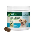 Petnc Natural Care Dog Skin and Coat Supplement (60 Chewables), Omega 3, EPA & DHA, Promotes Healthy Skin & Glossy Coat, Dla psów 18 Tygodnie & Starsze, Wątroba Flavor