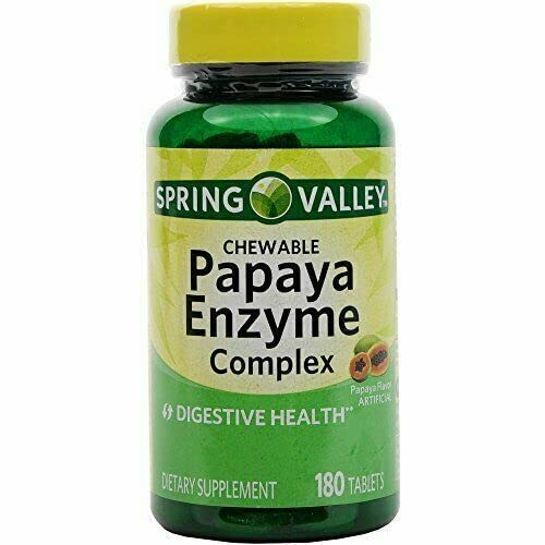 Spring Valley - kompleks enzymatyczny Papaya, 180 tabletek do żucia