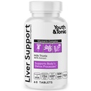 Młodzież & Tonic Liver Detox Cleanse Supplement - Silymarin Milk Thistle Complex Formula for Body Health, Naprawa i Wsparcie - Nie-GMO Herbal Vitamin - 60 Kapsułki dla kobiet i mężczyzn