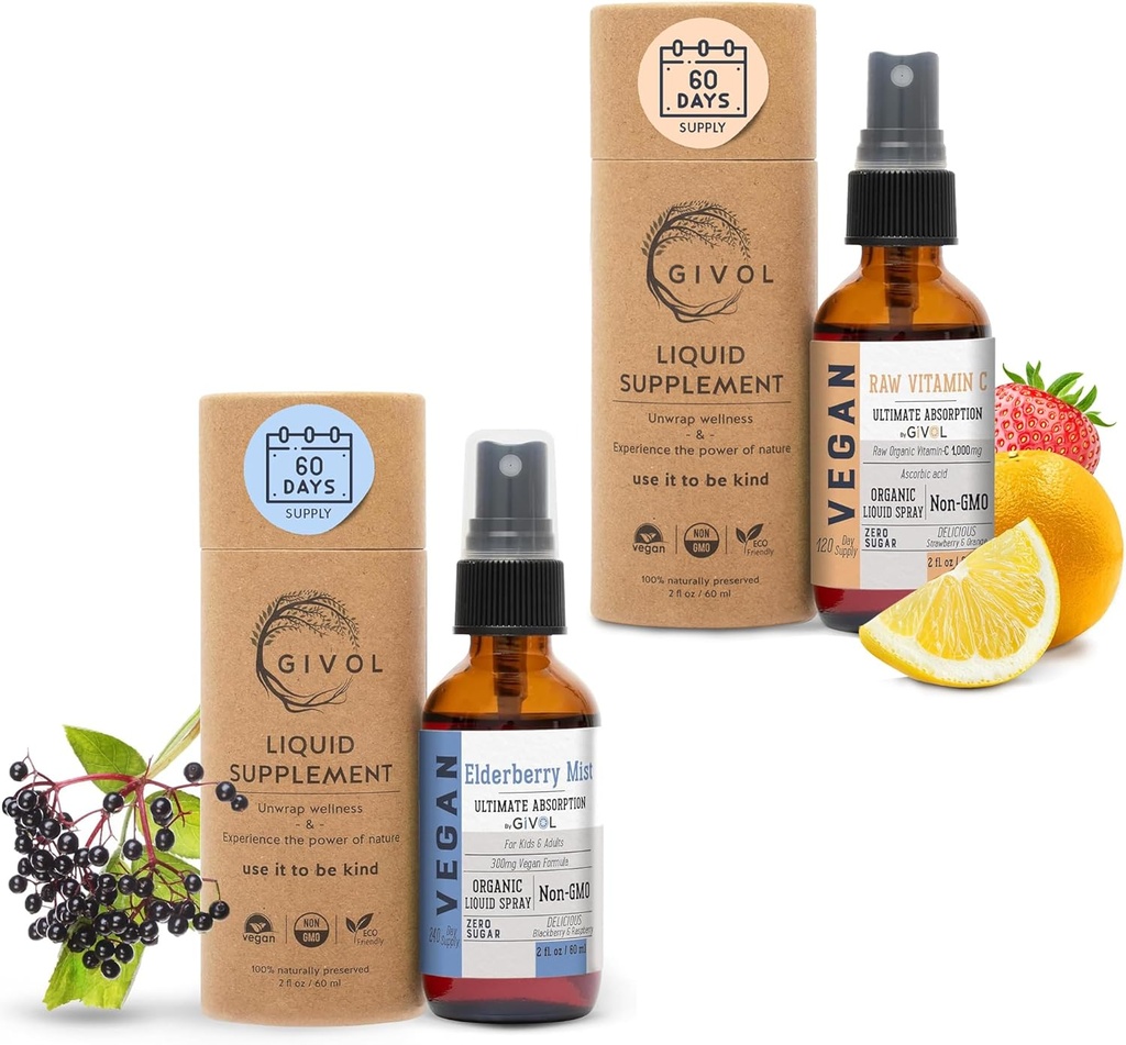 Organic Elderberry Mist- Sambucus Nigra (Extra Strength) i witamina C Extra Siła Rozpylacz Mist: Codzienne Absorption Liquid Extract - Non-GMO - Immune Boost Optymalizuje korzyści Wellness