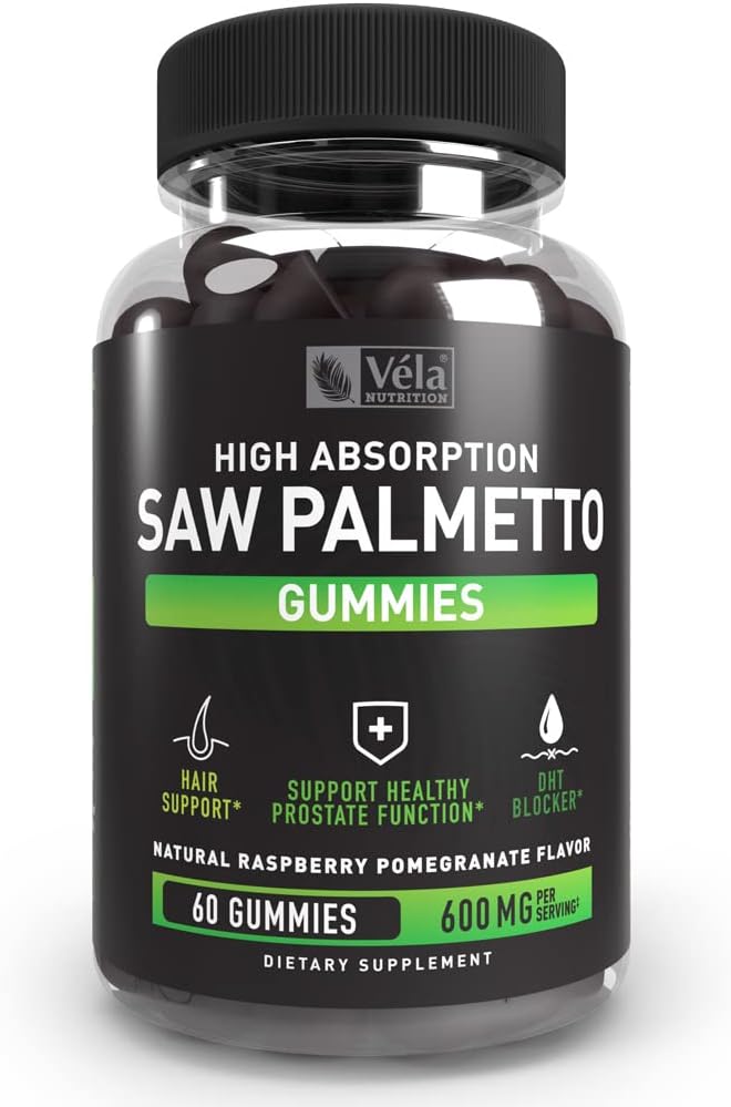 Piła Palmetto Gummies Complex dla mężczyzn i kobiet 124; Suplement do wzrostu włosów 124; Wspomaganie funkcji moczowych, Wsparcie funkcji prostaty 124; Blocker DHT 124; 60 Gummies