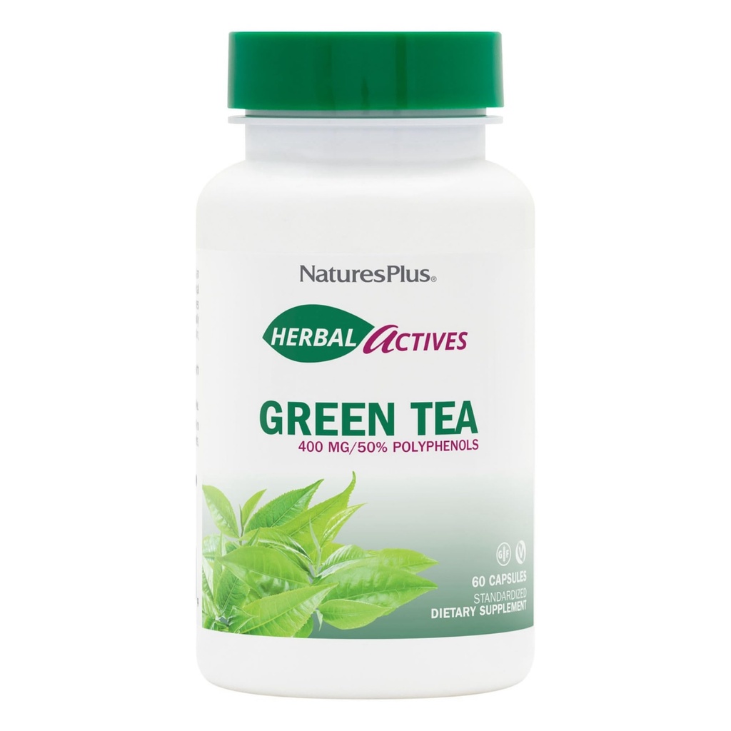 NaturesPlus Herbal Actives Green Tea - 60 Kapsułek - Non-GMO, Wegan, Gluten Free - 60 Sług
