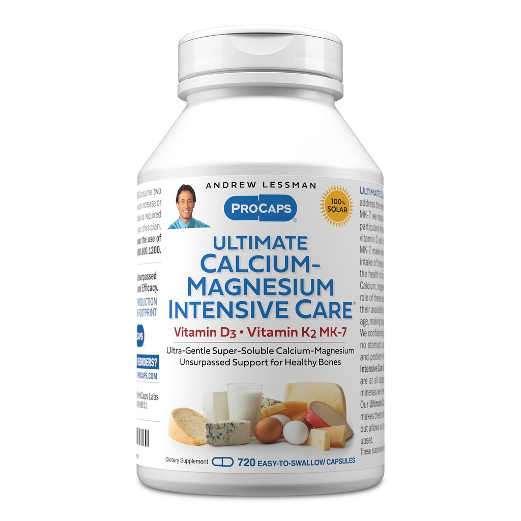 ANDREW LESSMAN Ultimate Calcium- Magnezu intensywnej opieki z witaminą D3 & K2 MK7- 120 mcg - 720 kapsułki - Bone and Skeleton Health Essentials. Delikatne, łatwe do połknięcia, super rozpuszczalne. Brak dodatków