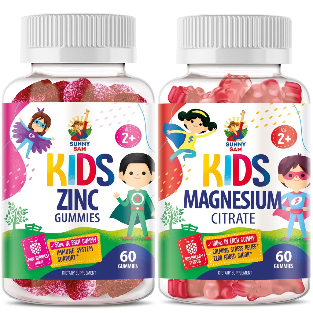SUNNY SAM Cynk Gummy do żucia i gumki magnezu dla dzieci
