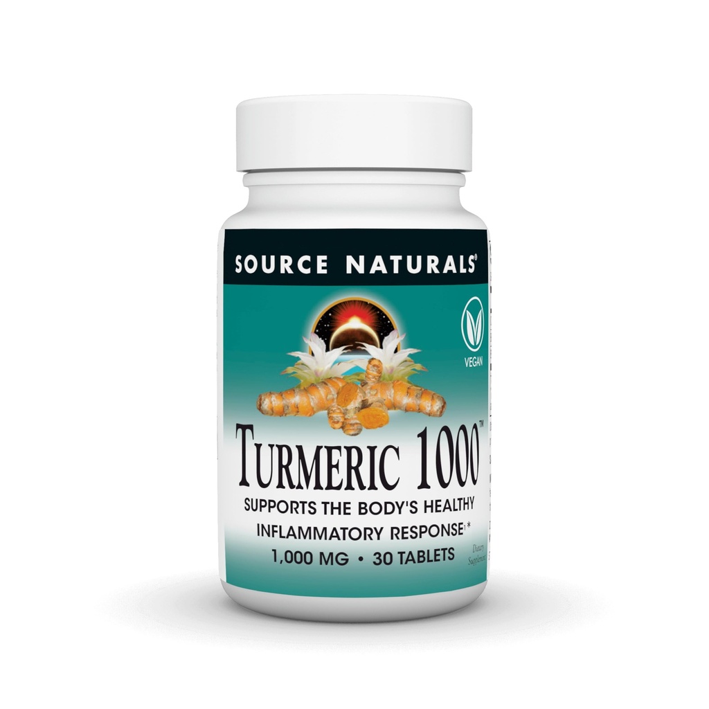 Źródło Naturals Turmeric 1000, wspomaga zdrową reakcję zapalną organizmu *, 1000 mg - 30 tabletek