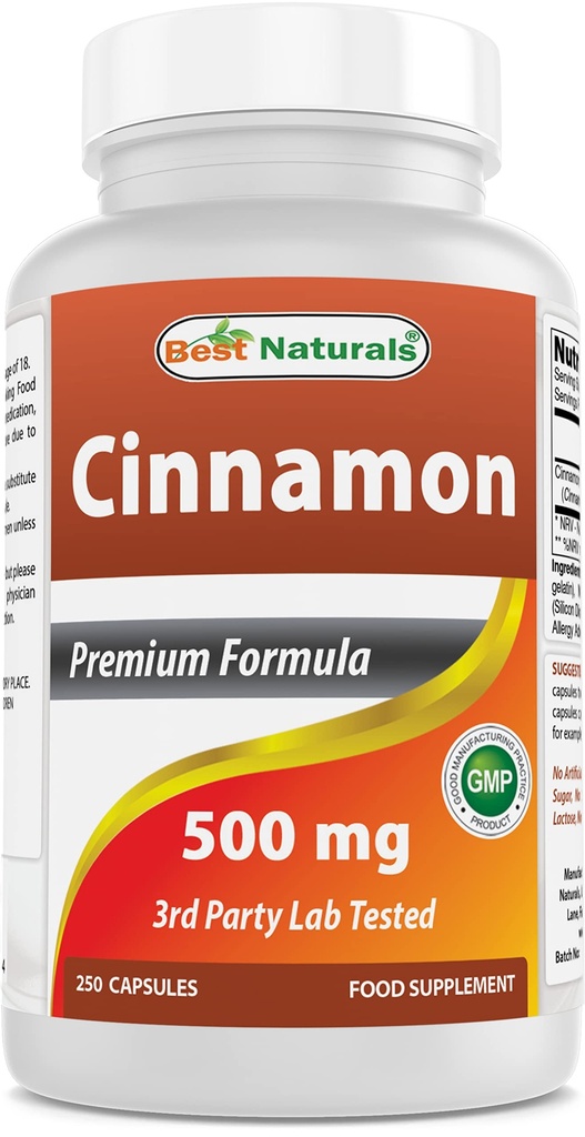 Najlepsi naturalni Cynamon 500 mg 250 Kapsułek (250 sztuk (opakowanie po 1))