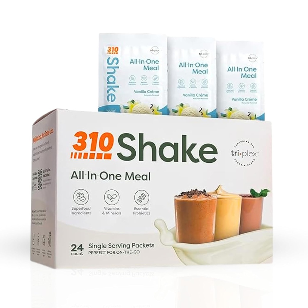 310 Nutrition - All- In- One Meal Replacement Shake - Nowa formuła z Fiber Rich Vegan Superfood Mieszanka - Naturalne słodziki - Niskie Carb Shake, Keto & Paleo Friendly - Gluten Free - 26 Esential Vitamin & Minerals - Vanilla Crème