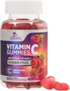 Sugar Free Witamina C Gummies - Immune Support & Antioksydant VitaminC Dietetyczny Suplement - Wegan, Non-GMO, Dairy & Gluten Free C Witamina Gummy - Smak malinowy dla dzieci i dorosłych - 60 Hrabia Gummies