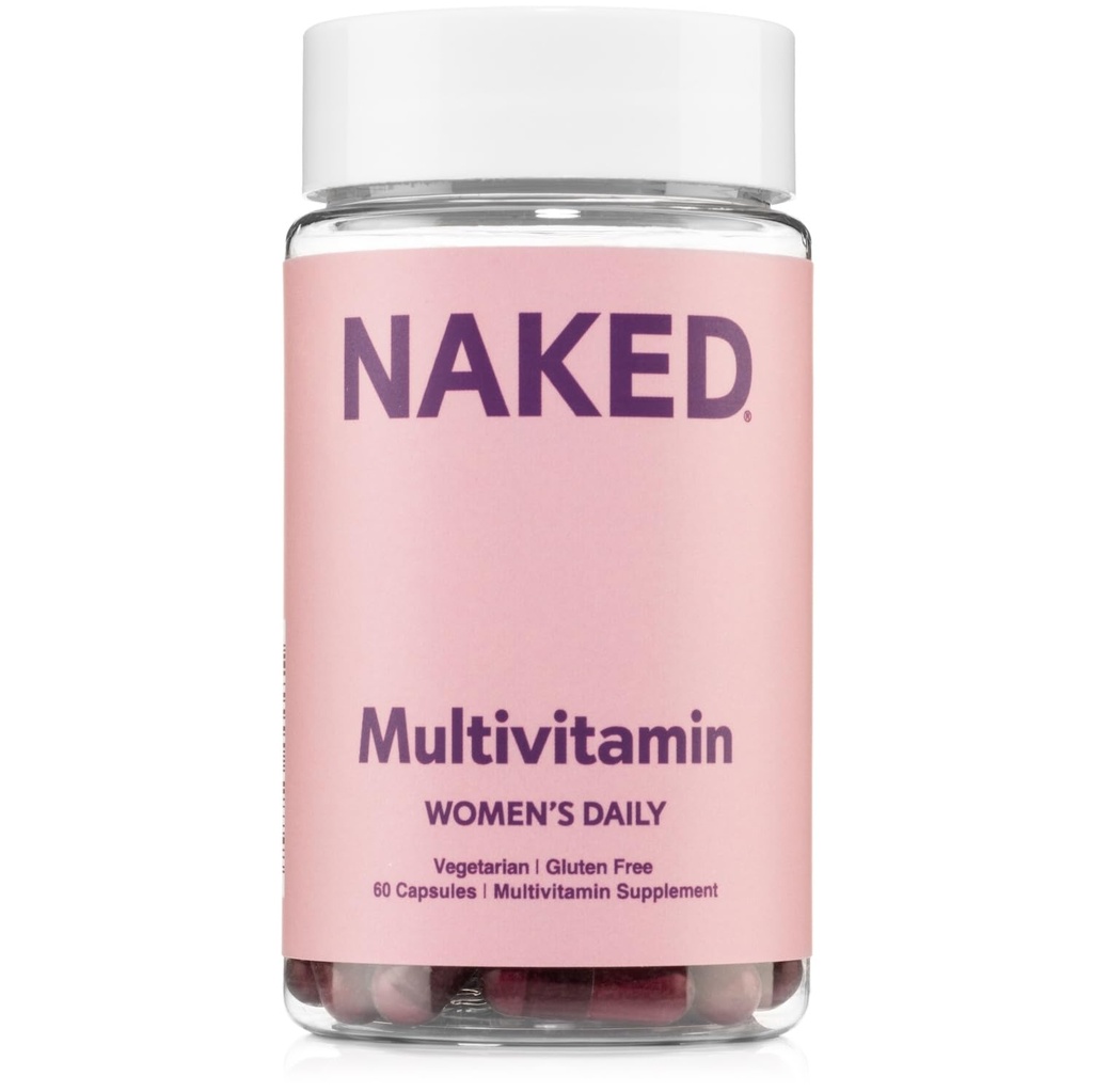 NAKED odżywianie Kobiety multi - Daily Multivitamin - Witaminy A, C, E, Selen, Cynk, Owoce i Super Zielone Ekstrakty, do zwiększenia wsparcia immunologicznego - Gluten- Free i Witaminy wegetariańskie, 60 Kapsułki