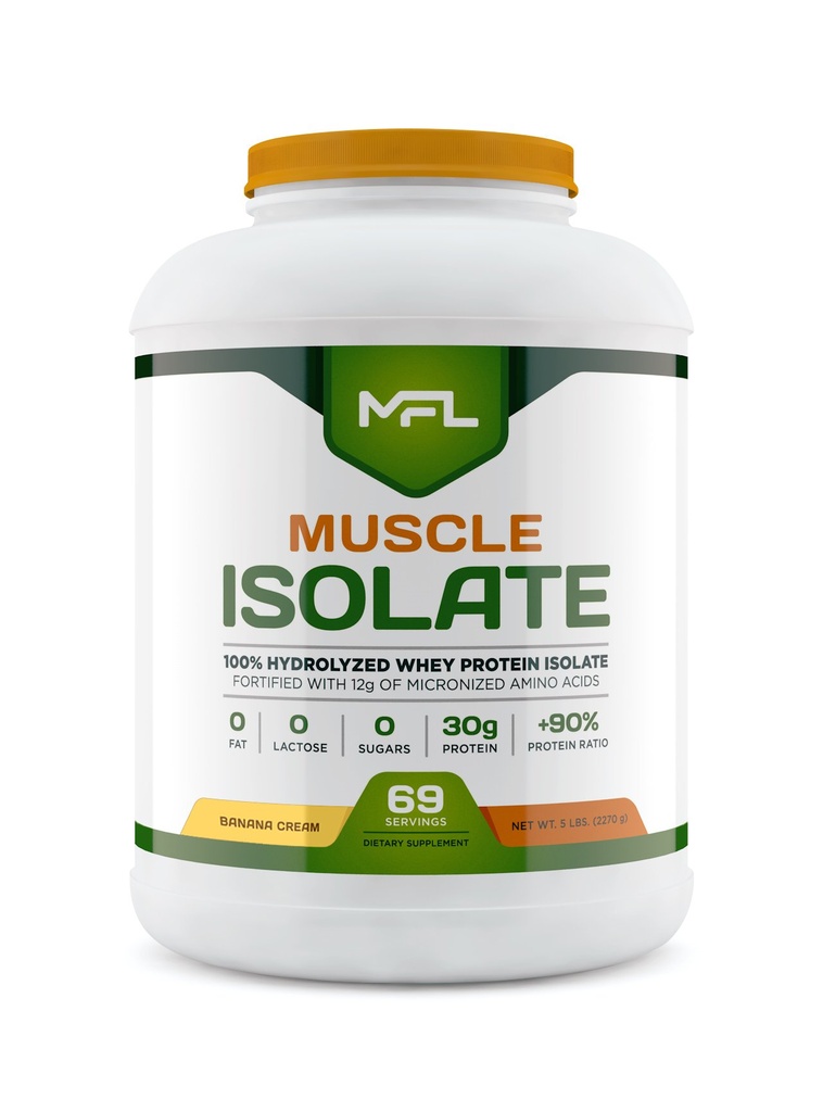 MFL 100% Izolacja białka l 30g białka l 12g Amino Acids l Keto Friendly l Niskie węglowodany l 5 funtów. (Śmietana bananowa)