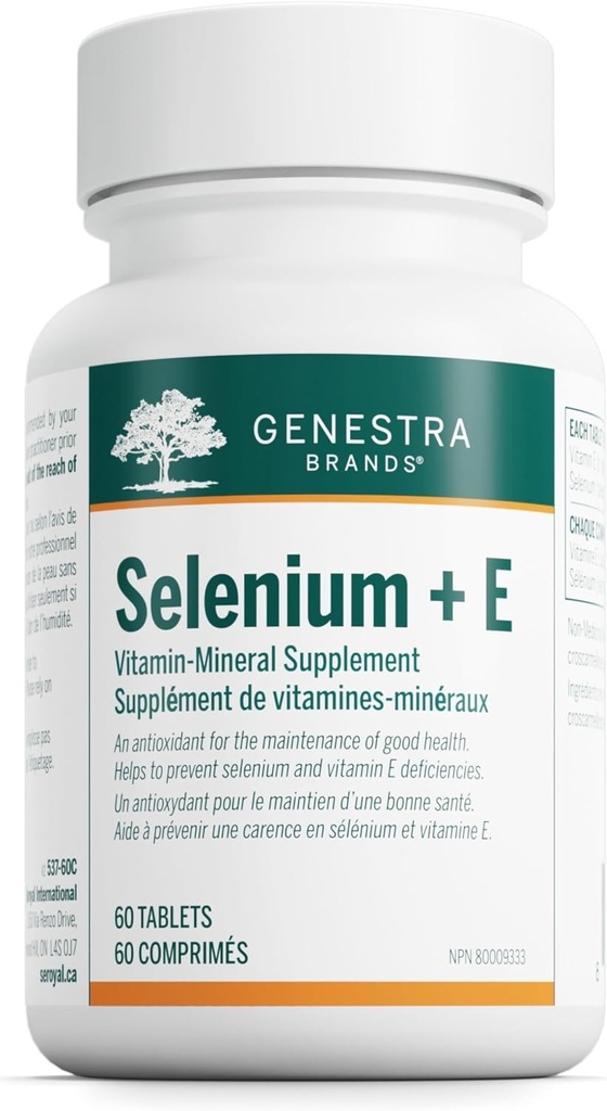 Genestra Brands Selenium + E Between 124; Zapewnia przeciwutleniacze Wsparcie 124; 60 Tabletki