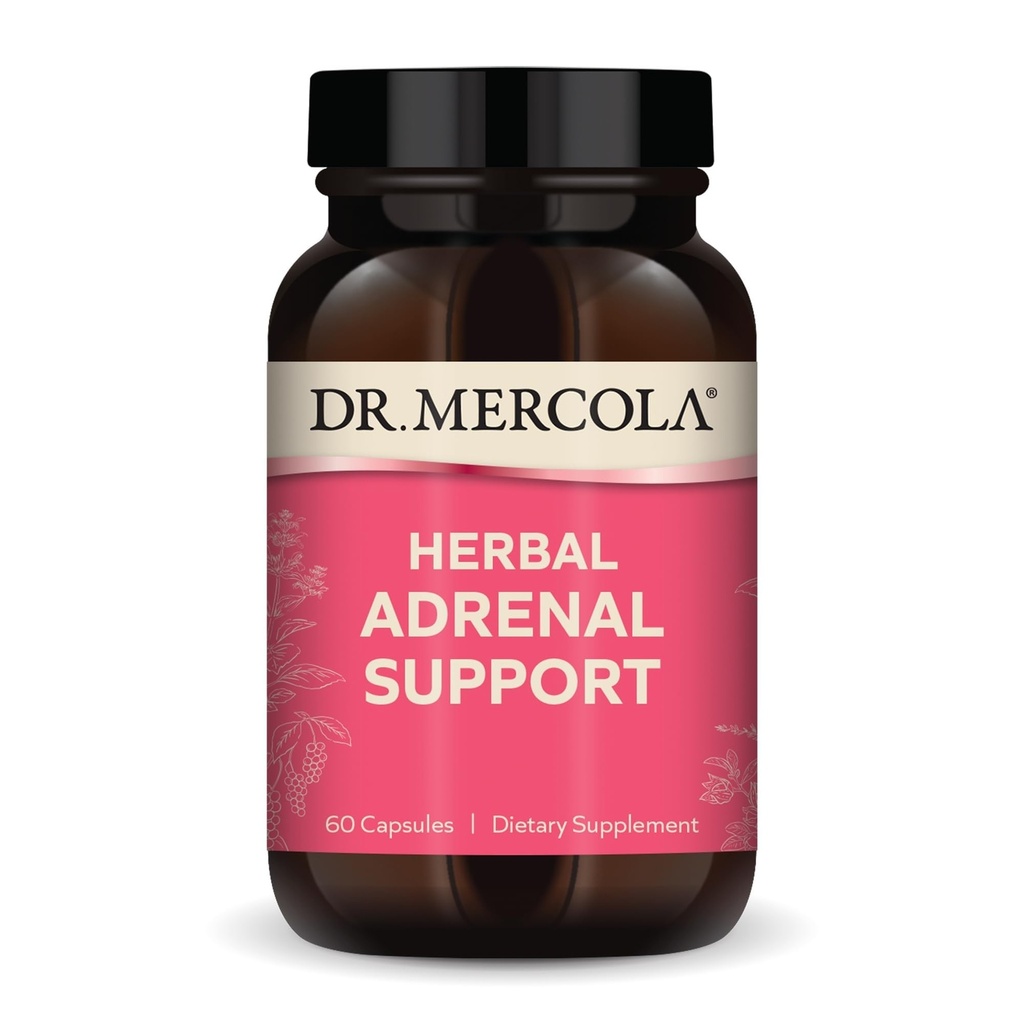 Dr Mercola Herbal Adrener Support, 30 Służenia (60 Kapsułki), Suplement diety, Nastrój i Stress Management, Non-GMO