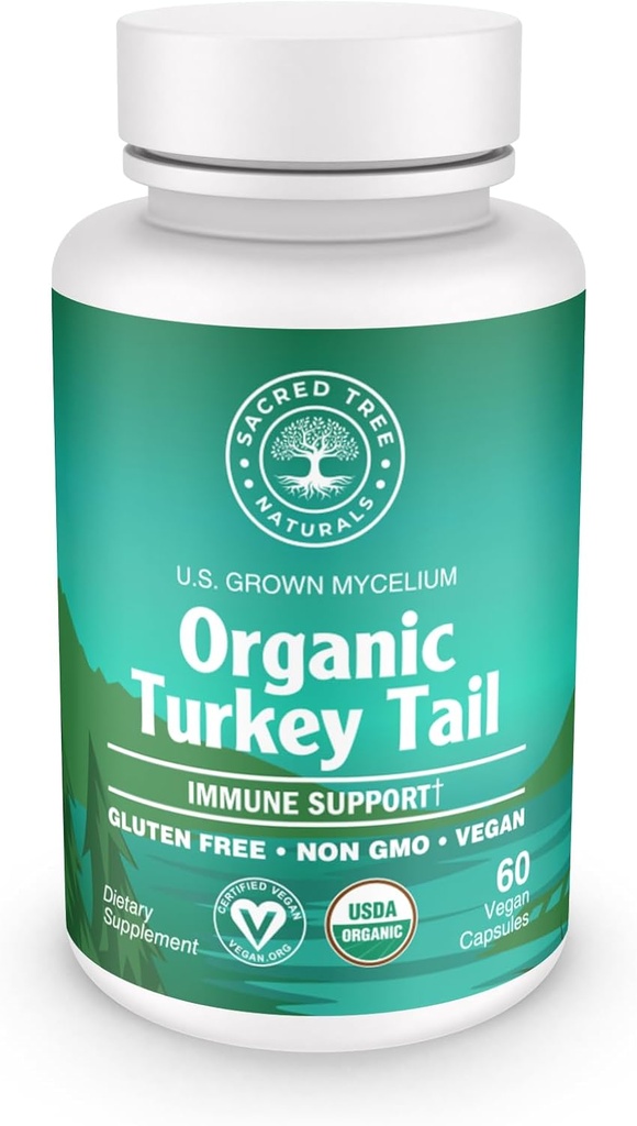 Kapsułki z ogonem z indyka - suplement immunologiczny, środek przeciwutleniający bogaty, naturalna pomoc zdrowotna na trawienie, Kapsułki z grzybami Vegan & Non-GMO dla Wellness & Vitality - 60 Kapsułek (30 Sług)