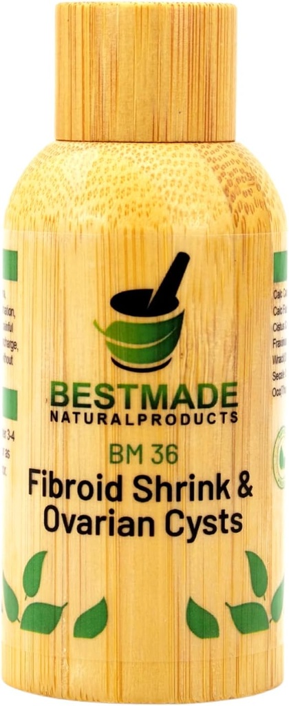 Fibroid Shrink & Ovarian Cysts BM36 - Pomaga Shrink Fibroids i Ovarian Cysts, Równowaga poziomów estrogenów i Zapobieganie Regrrowth, Wsparcie dla bólu menstruacyjnego i bolesnego Intercourse, 30 ml Krople