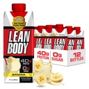 Lean Body Ready- to- Drink Białko bananowe Shake, 40g Białko, Mieszanka serwatki, 0 Cukier, Gluten Free, 22 Witaminy i Minerały, 17 Ounce (Karton Recyklible & Lid - Opakowanie z 12) LABRADA