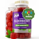 Sambucus Elderberry Gummies + Witamina C + Cynk dla dzieci i dorosłych, X3 Wsparcie immunologiczne, Natural Flavors + Składniki, Wegan, Non-GMO, Made in USA (60)