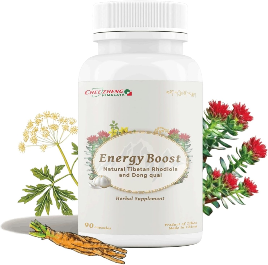 Cheezheng Himalaya Rhodiola i Angelica Sinensis, Boost Daily Energy, Reduce Fatigue, Enhance Blood and Heart Health, Metabolizm, Wsparcie funkcji Lung, Tybetan Natural Herbs, 120 Kapsułki Veggie