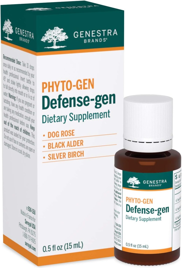 Genestra Brands Defensegen Nex124; Dog Rose, Black Alder i Silver Birch Herbal Supplement Nex124; 0.5 fl. oz.