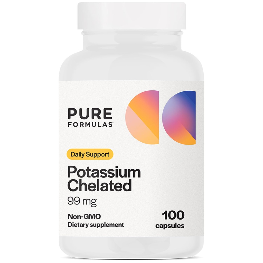 Pureprophuas Supplement Potasu Chelated 99 mg Wysoce Absorbowalna Czysta Formuła Potasu dla Energii, Nerwy, Mięśnie, Nerki, Serce, i Wsparcie szkieletowe, Non-GMO - 100 Kapsułki wegetariańskie