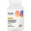 Pureprophuas Supplement Potasu Chelated 99 mg Wysoce Absorbowalna Czysta Formuła Potasu dla Energii, Nerwy, Mięśnie, Nerki, Serce, i Wsparcie szkieletowe, Non-GMO - 100 Kapsułki wegetariańskie