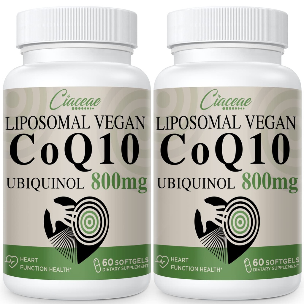 Liposomal CoQ10 800mg Ubichinol Softgel, Max Absorpcja Ubichinol Koenzym Q10, Ubichinol CoQ10 Suplement do Przeciwutleniacza, Funkcje serca i produkcji energii, Pure CoQ10 800mg, 120 Softgels Vegan