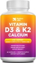Witamina D3 K2 5000 j.m. Suplement z wapniem, Multiwitaminy Wspiera zdrowie immunologiczne, silne kości, funkcje zębów i serca z bioperine Black Pepper Fruit Extract 60 Count (Pack of 1)