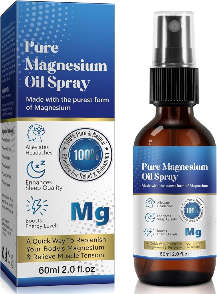 Generic 2 Fl Oz Magnezu Oil Spray - Czysty i organiczny - Wysokie stężenie Magnezu - Non-GMO, Gluten- Free - Easy to Absorb (1pc)