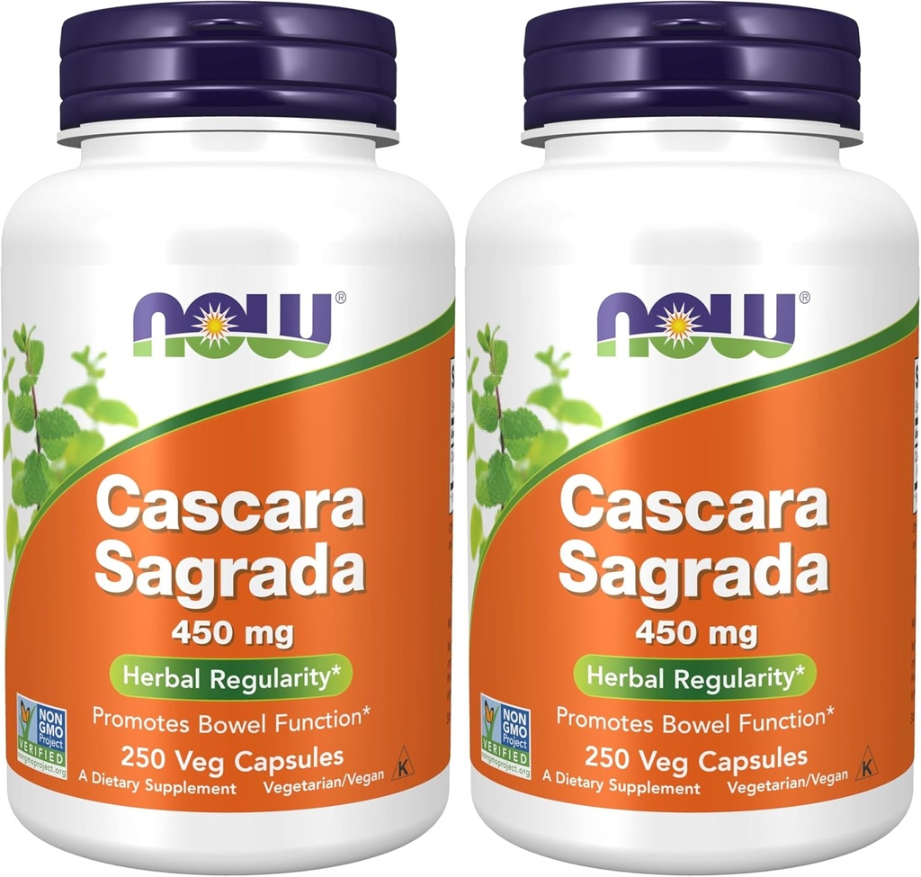 Teraz suplementy, Cascara Sagrada (Rhamnus purshiana) 450 mg, 250 kapsułki Veg (Opakowanie po 2)