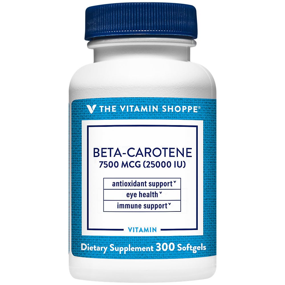 Witamina Shoppe Beta- Caroten 2500 IU (Witamina A), Przeciwutleniacz Wsparcie dla Wizji i Zdrowia immunologicznego (300 Softgels)