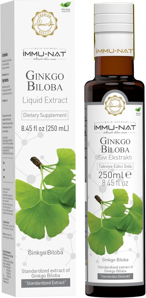 Ginkgo Biloba Premium Liquid Supplement - 8.5oz - Wzmocnienie pamięci i funkcji poznawczych - Formuła ziołowa