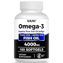 Fish Omega Omega 3 Permanent 4000mg, 180 Softgels Omega 3 Fatty Acid Supplements with EPA & DHA for Brain & Heart Health *