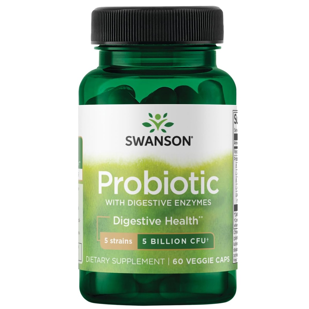 Swanson Probiotyk z Digestive Enzymes 5 Miliard Cfu 60 Kapsułki Veg