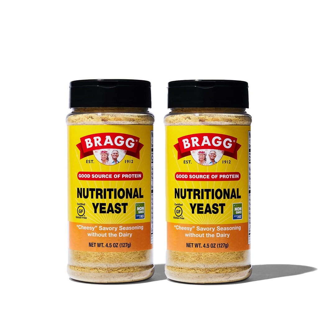 Bragg Premium Nutritional Yeast Seasoning - Wegan, Gluten Free - Good Source of Protein & Vitamin - Nutritional Savory Parmesan Cheese Substitute (Oryginalny, 4.5 unce (Opakowanie 2))