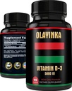 Witamina D3 5000 IU - 125 μg Witamina D3 Suplementy dla Kobiet i Mężczyzn - Zdrowie skóry, Funkcje mięśniowe i wsparcie odporności - NieGMO, Witamina D3 5000 IU o dużej mocy, 3 Dostawy Miesiące