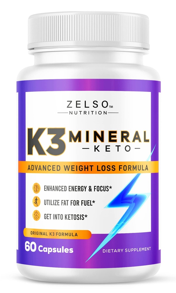 ZELSO K3 Mineral Weight Loss Pills for Women and Men, K3 Mineral Pills - K3 Salt Mineral, Witamina + K3 Suplement kapsułki dla Keto Weight Loss - 1 Miesiąc dostawy