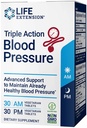 Life Extension Triple Action Blood Pressure, Heart Health Supplement, quercetin, stevia Extract, melatonina, Morning and Night Support, Gluten- Free, Non-GMO, Wegetarianin, 60 Tabletki