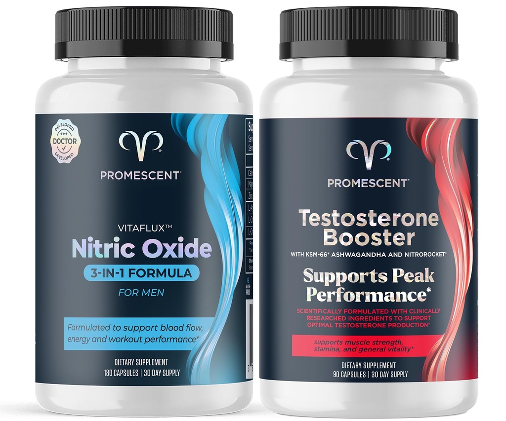 Promissive VitaFLUX Acirc Oxide Supplement, L Arginine l Quality Citruline Supplements for Men + Testosteron Booster for Men Supplement w / Tongkat Ali (LongJack), KSM- 66 Ashwagandha