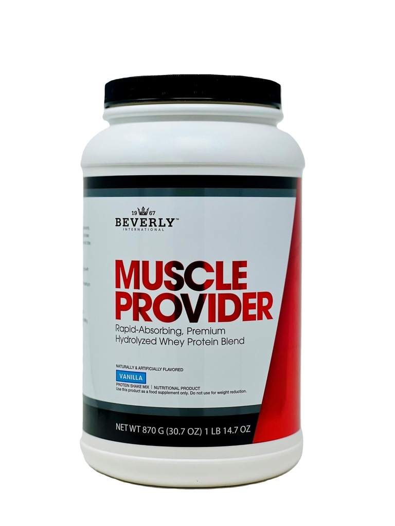 Beverly International Muscle Provider, 28 Servings, Vanilla. Super- Fast- Absorbujące proszku białka serwatki do odzysku, Lean Muscle. Wypełnia mięśnie, nie żołądek. Smakuje jak lody