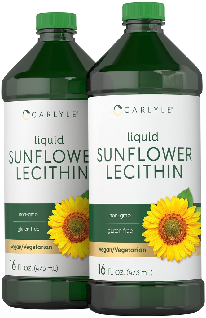 Carlyle Sunflower Lecytyna płynna 124; 16 oz 124; 2 opakowania 124; Wegan, Wegetarianin, Non-GMO, Soy Free, Gluten Free