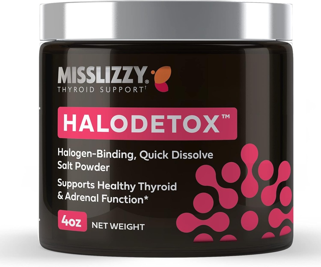 Panna Lizzy Halodetox - Czysty, nierafinowany Pink Salt Powder z 80 Minerały Halogen Detox Bromin, Chlor, & Fluoride, Eplenish Electrolytes, & Wsparcie zdrowe funkcje tarczycy i nadnerczy - 4oz