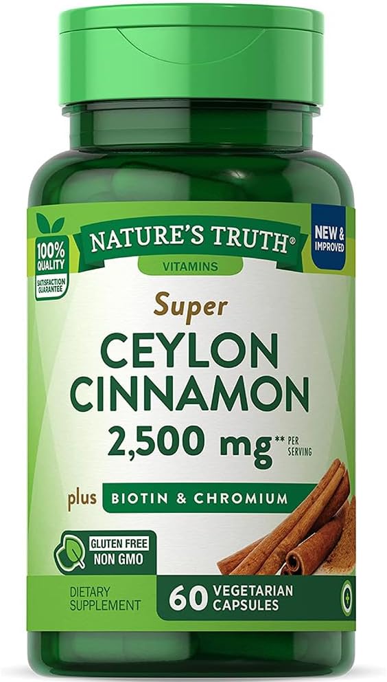 Nature 's Truth Super Cynamon plus Biotin & Chromium Quick Release kapsułki - 60 ct, Opakowanie po 3