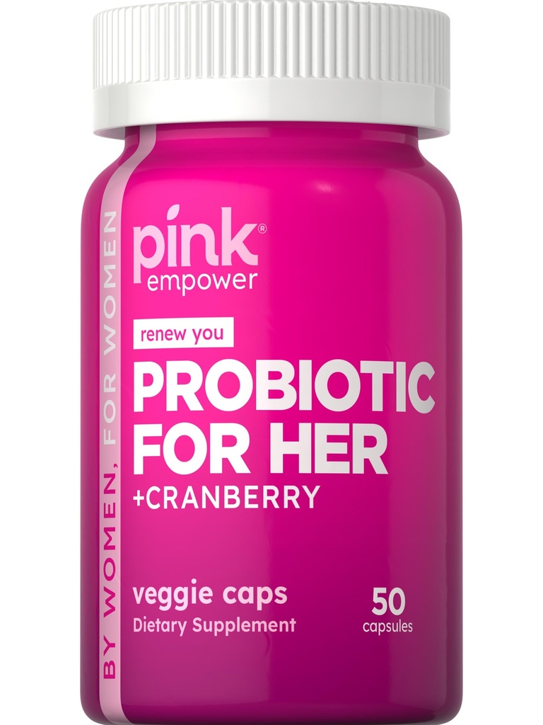 PINK Probiotyki dla kobiet 124; Digestive Health Support Capsules Plus Żurawiny 124; 50 Hrabia 124; Wegetarianin, Non-GMO & Gluten suplement