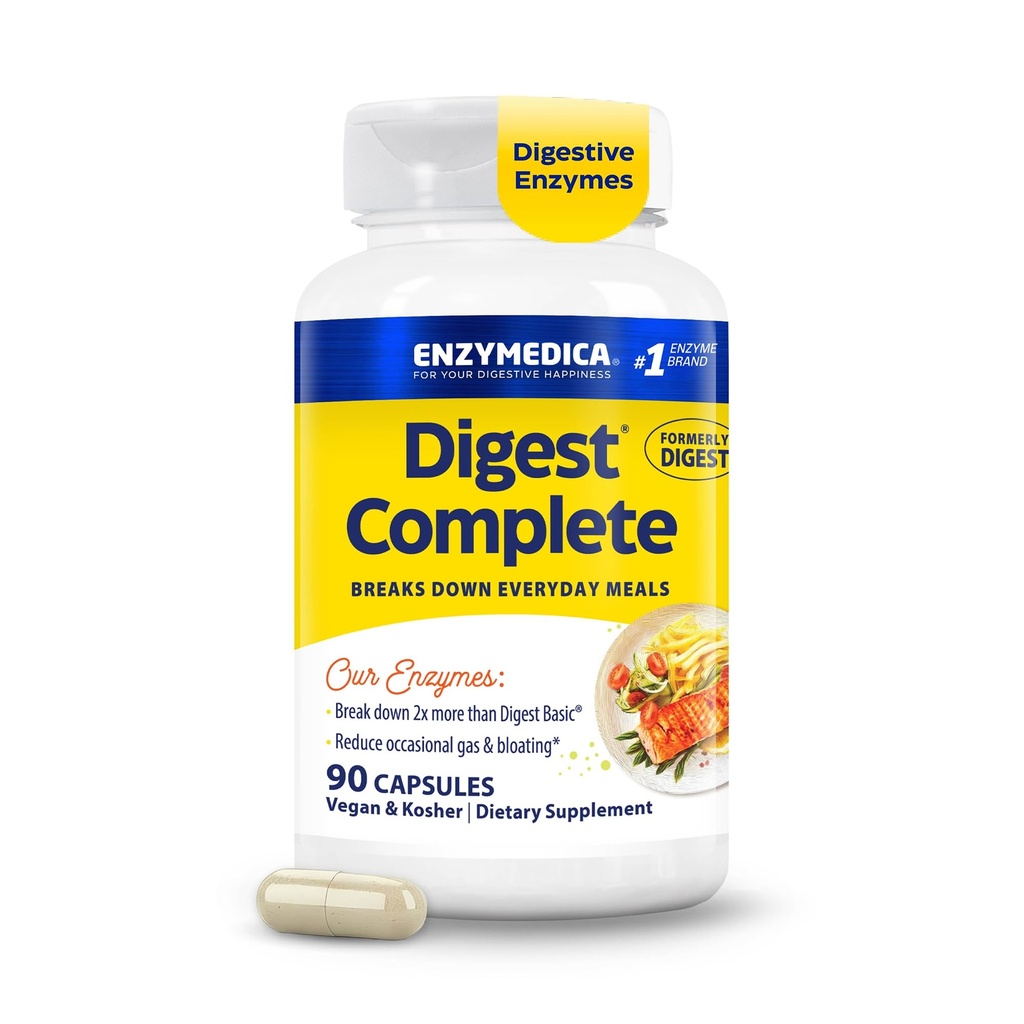 Enzymedica Digest, Full- Range, Everyday Digestive Enzymes, Oferty Fast- Acting Gas & Bloating Relief, 90 Count