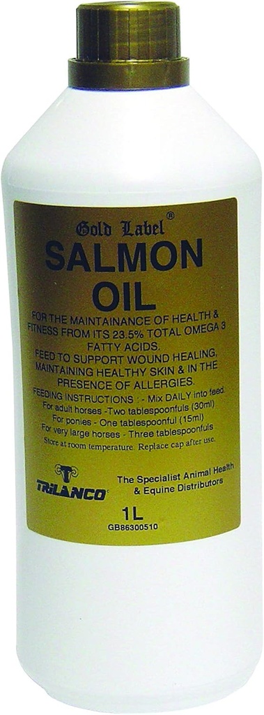 Gold Label Salmon Oil, Horse Supplement, For Health, Fitness & Boosting The Immune System, 1 Litre
