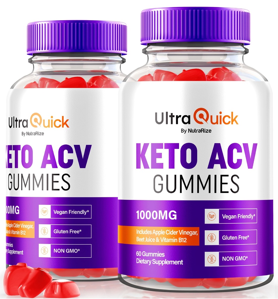 (2 opakowania) Ultra Quick Keto ACV Gummies, UltraQuick Keto + ACV Wsparcie utraty wagi, Formuła ACV Premium Keto Plus, Naturalny cydr jabłkowy, Oficjalne recenzje Gomitas (120 Gummies)