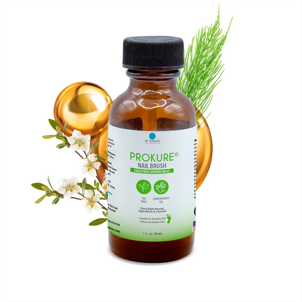 Serum do naprawy paznokci PROKURE. Nawadnia suche, kruche paznokcie i naskórka z olejem z drzewa herbacianego i witaminą E. Absorbujące, nietłuste, bezparabenowe. Z precyzyjną szczotką. Bezpieczny na polski / żel. 1 fl oz.