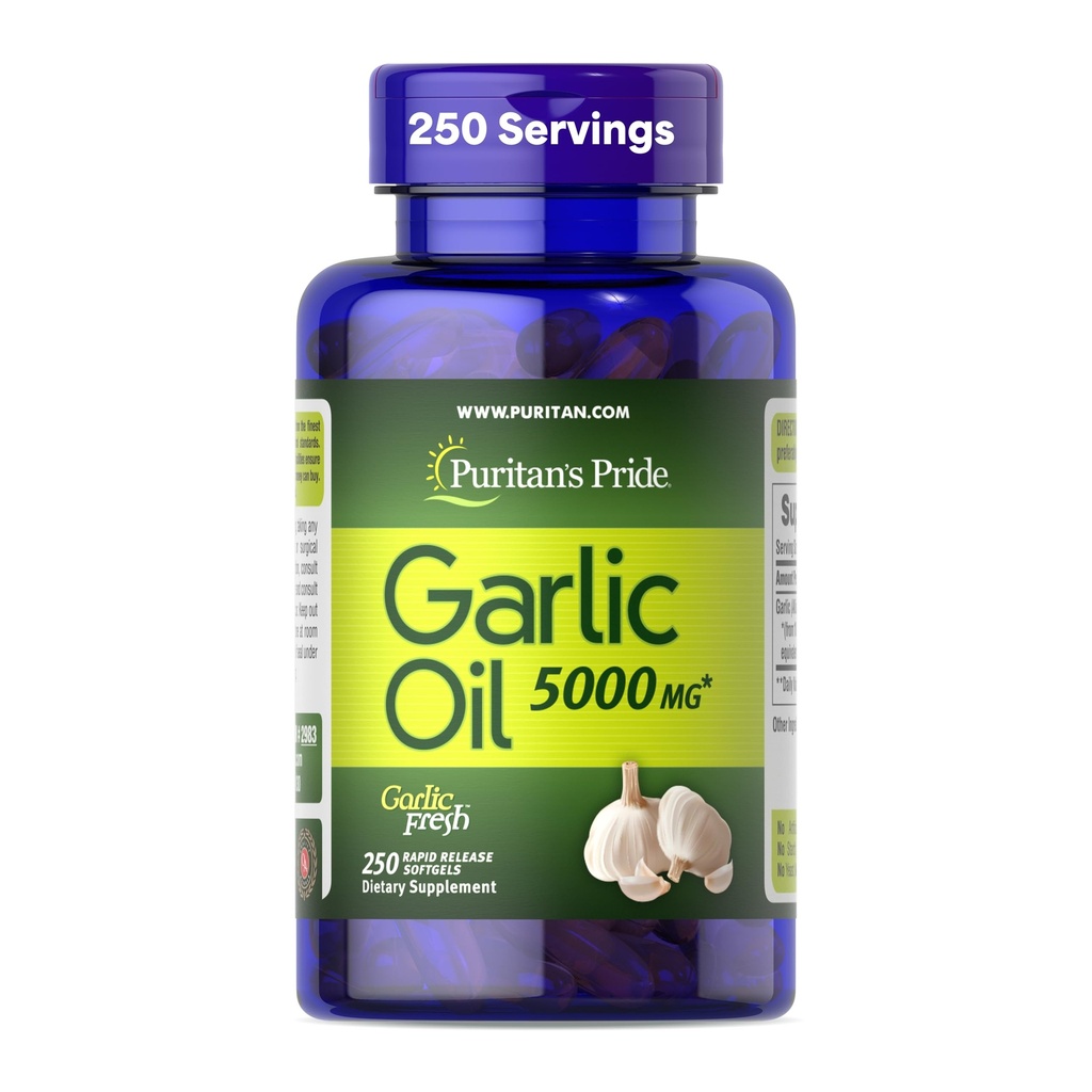 Puritan's Pride Premium Garlic Fresh, Traditional Dietary Supplement for Heart Health and Circulation Support with Antioxidant Properties, 250 Rapid Release Softgels