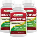 Najlepsi naturalni Serrapeptaza 40000 SPU 180 Kapsułki (180 liczenie (opakowanie po 3))